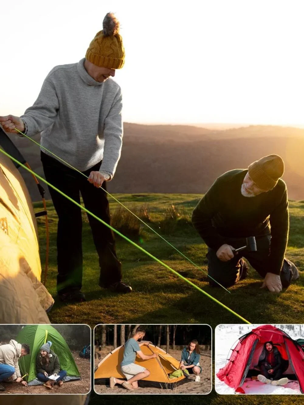 12 Pack Tent Stakes, 7-inch Ultralight Aluminum Ground Pegs with Reflective Pull